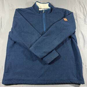 Orvis Brighton Sweater Mens 2XL Navy Sherpa Lined Mock Neck Outdoor Quarter Zip